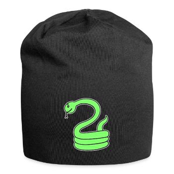 Schlange - Grüne Schlange - Jersey-Beanie - Schwarz - Vorne