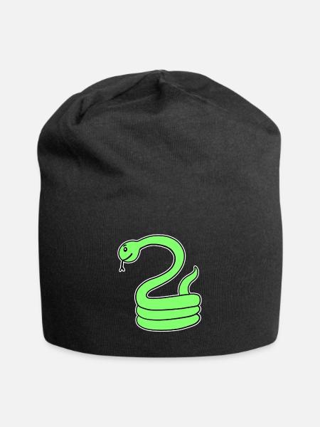 Schlange - Grüne Schlange - Jersey-Beanie - Schwarz