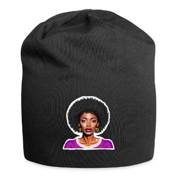 Black woman with afro - Jersey Beanie - black - Front