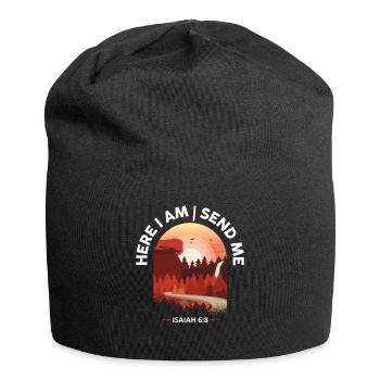 Hier bin ich Schick mir Bibelverse - Jersey-Beanie - Schwarz - Vorne