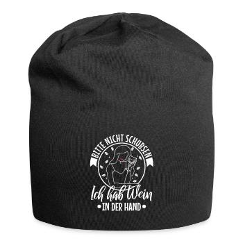 Bitte nicht schubsen ich habe wein in der hand - Jersey-Beanie - Schwarz - Vorne