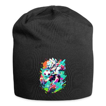Funky footballer in cool street art gaming look - Jersey Beanie - black - Front
