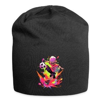 Cool Cartoon Footballer - Street Art Gaming Design - Jersey Beanie - black - Front