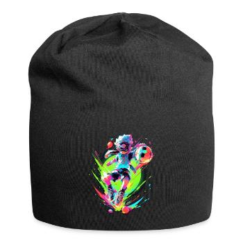Funky cartoon footballer in street art gaming flair - Jersey Beanie - black - Front