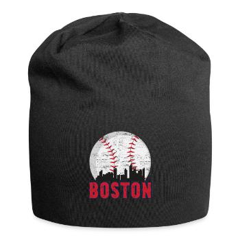 Vintage Boston Skyline Baseball Red Game Day - Jersey Beanie - black - Front