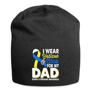 Wear Yellow Blue for Dad Down Syndrome - Jersey Beanie - black - Front