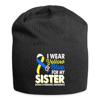 Wear yellow blue for Sister Down Syndrome - Jersey Beanie - black - Front