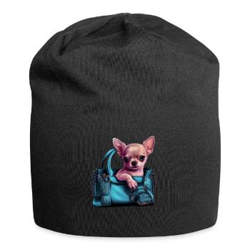 Chihuahua | Türkis Handtasche Welpe Girlie - Jersey-Beanie - Schwarz - Vorne