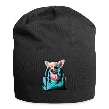 Chihuahua | c Handtasche Welpe Girlie Hunde-Mama - Jersey-Beanie - Schwarz - Vorne