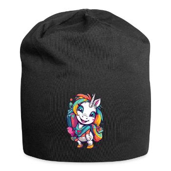 Einhorn Schulkind Einschulung Mädchen Geschenk - Jersey-Beanie - Schwarz - Vorne