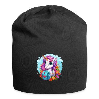 Unicorn Schoolchild School Enrollment Girl Gift - Jersey Beanie - black - Front