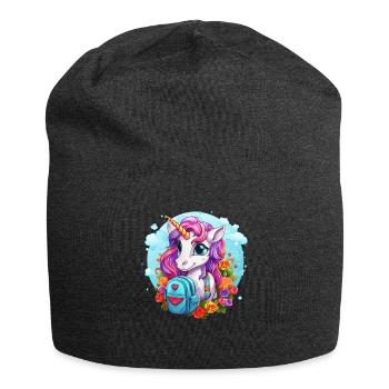 Einhorn Schulkind Einschulung Mädchen Geschenk - Jersey-Beanie - Anthrazit - Vorne