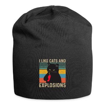 I like Cats and Explosions - Jersey Beanie - black - Front