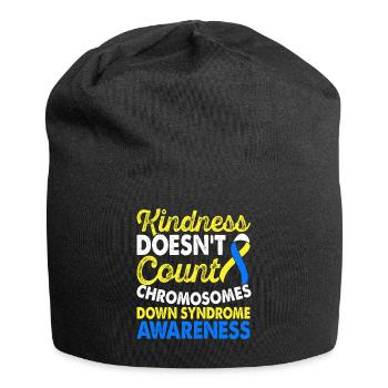 Chromosomal Down Syndrome Awareness Month Yellow - Jersey Beanie - black - Front