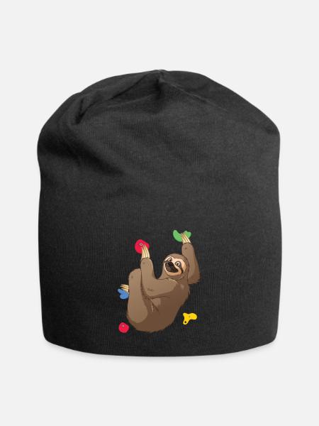 Cat Sloth Climbing Mountaineering - Jersey Beanie - black