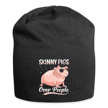 Cochon d’Inde sans poils Cochon maigre - Bonnet en jersey - noir - Devant