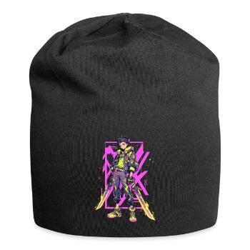 Shibuya: Cooler Anime Junge mit Schwert Japanisch - Jersey-Beanie - Schwarz - Vorne