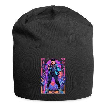 Shibuya: Cool Anime Boy avec épée japonaise - Bonnet en jersey - noir - Devant