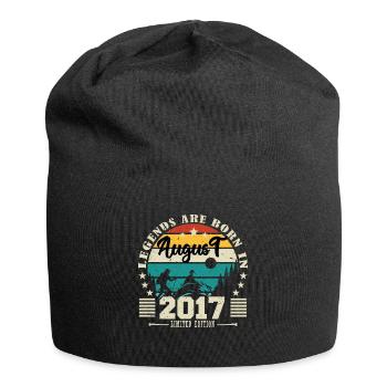 August 2017. Geburtstagsgeschenk August 2017. August - Jersey-Beanie - Schwarz - Vorne