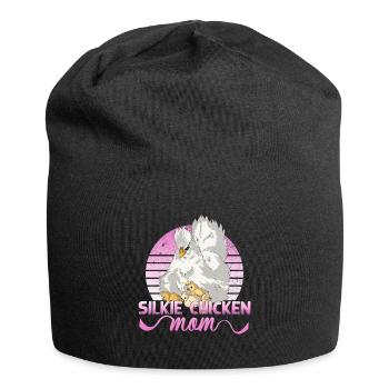 silkie chicken mom silk chicken chickens mom chicken - Jersey Beanie - black - Front