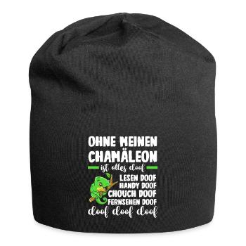 Ohne meinen Chamäleon ist alles doof - Jersey-Beanie - Schwarz - Vorne