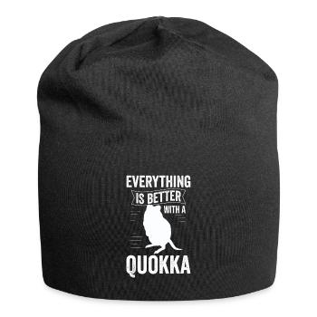 Alles ist besser mit Quokka Australien Beuteltier - Jersey-Beanie - Schwarz - Vorne
