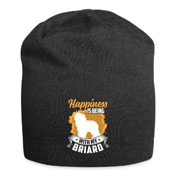 Briard makes me happy Berger de Brie - Jersey Beanie - charcoal grey - Front