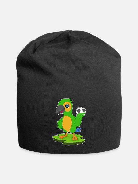 Papagei Fußballspieler Fußball - Jersey-Beanie - Schwarz