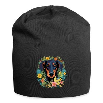 Dobermann Hund Geschenk - Jersey-Beanie - Schwarz - Vorne