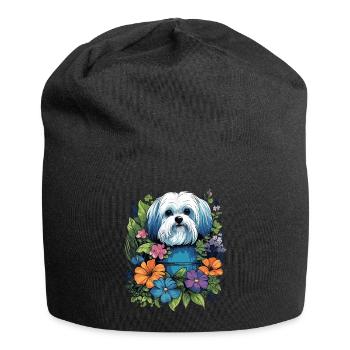 Cadeau de chien maltais - Bonnet en jersey - noir - Devant