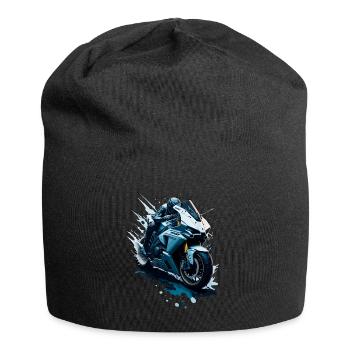 Sportmotorrad-Illustration - Jersey-Beanie - Schwarz - Vorne