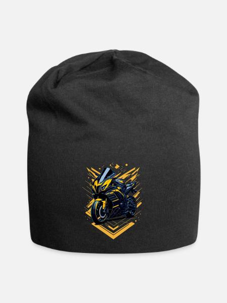 Sportmotorrad-Illustration - Jersey-Beanie - Schwarz