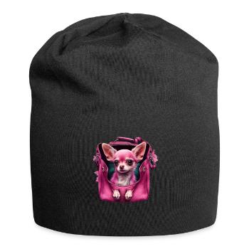 Pink Chihuahua | Rosa Handtasche Welpe Girlie - Jersey-Beanie - Schwarz - Vorne
