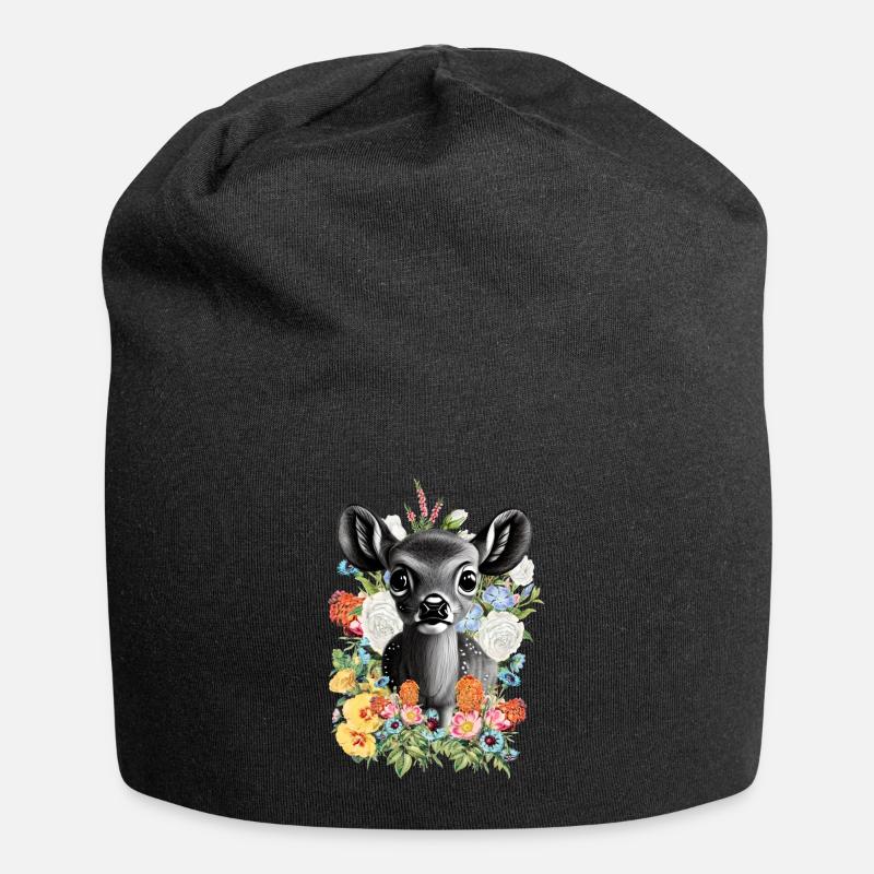 Reh - Jersey-Beanie - Schwarz
