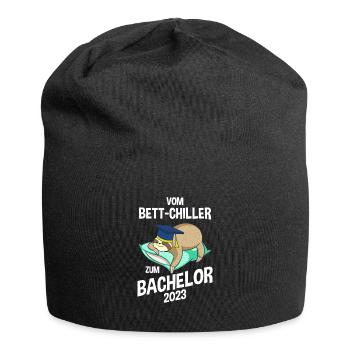 Vom Bettchiller zum Bachelor Faultier 2023 - Jersey-Beanie - Schwarz - Vorne