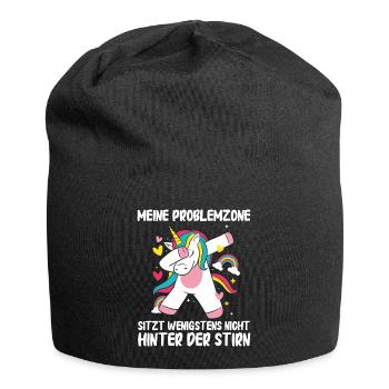 Einhorn Einhörner Fabelwesen Mystisch - Jersey-Beanie - Schwarz - Vorne
