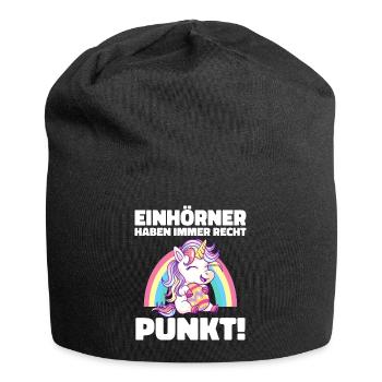 Einhorn Einhörner Fabelwesen Mystisch - Jersey-Beanie - Schwarz - Vorne