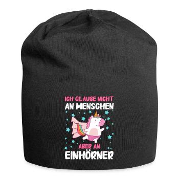 Einhorn Einhörner Fabelwesen Mystisch - Jersey-Beanie - Schwarz - Vorne