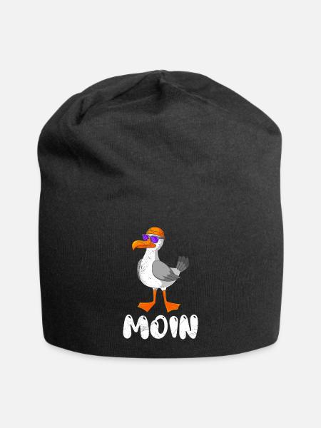 Moin Möwe Norddeutschland Plattdeutsch Möwen - Jersey-Beanie - Schwarz