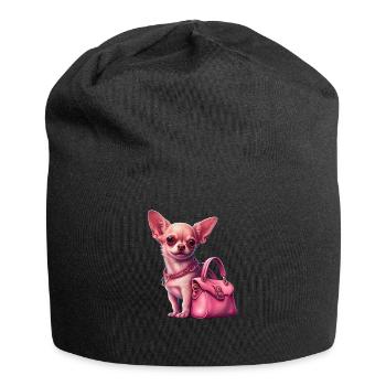 Pink Chihuahua | Rosa Handtasche Welpe Girlie - Jersey-Beanie - Schwarz - Vorne
