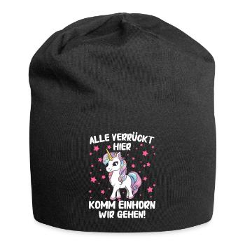 Einhorn Einhörner Fabelwesen Mystisch - Jersey-Beanie - Schwarz - Vorne