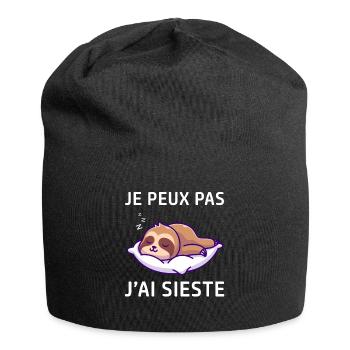 Je peux pas j'ai sieste - Bonnet en jersey - noir - Devant