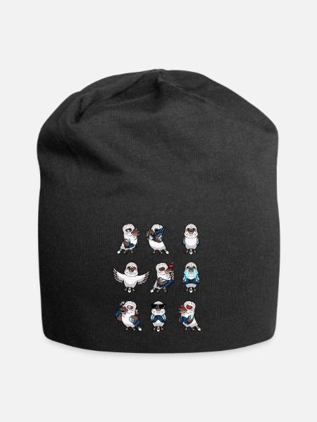 Lachender Hans Vogel Jägerliest Kawaii Emoticon - Jersey-Beanie - Schwarz