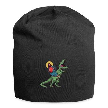 Cool Jesus Rides Dinosaur Funnier - Jersey Beanie - black - Front