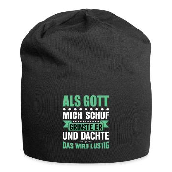Lustige Sprüche - Jersey-Beanie - Schwarz - Vorne