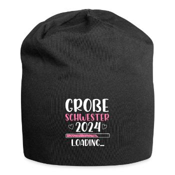Große Schwester 2024 Loading Herz - Jersey-Beanie - Schwarz - Vorne