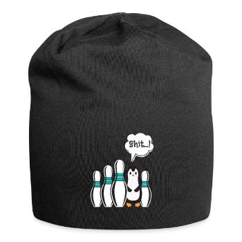 Bowling Lustig Pinguin Shit...! Bowlingbahn - Jersey-Beanie - Schwarz - Vorne