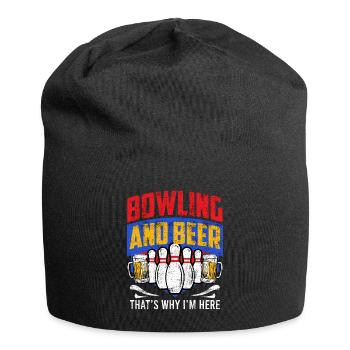 Bowling und Bier Darum bin ich hier Bowler - Jersey-Beanie - Schwarz - Vorne