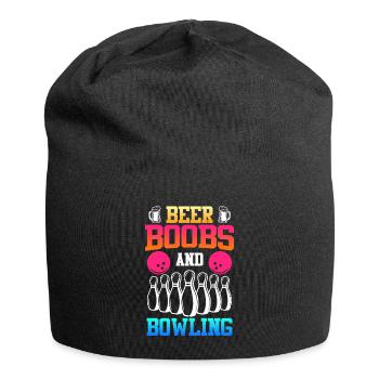 Bowling Beer Boobs and Bowling Beer Fan - Jersey Beanie - black - Front