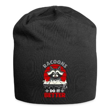 Raccoon lover picking garbage, - Jersey Beanie - black - Front